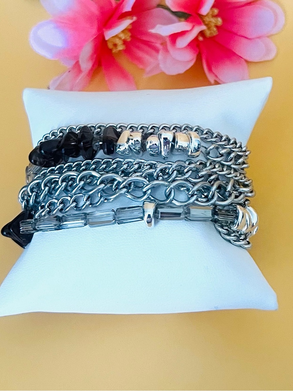Kenneth Cole silver tone beaded bracelet